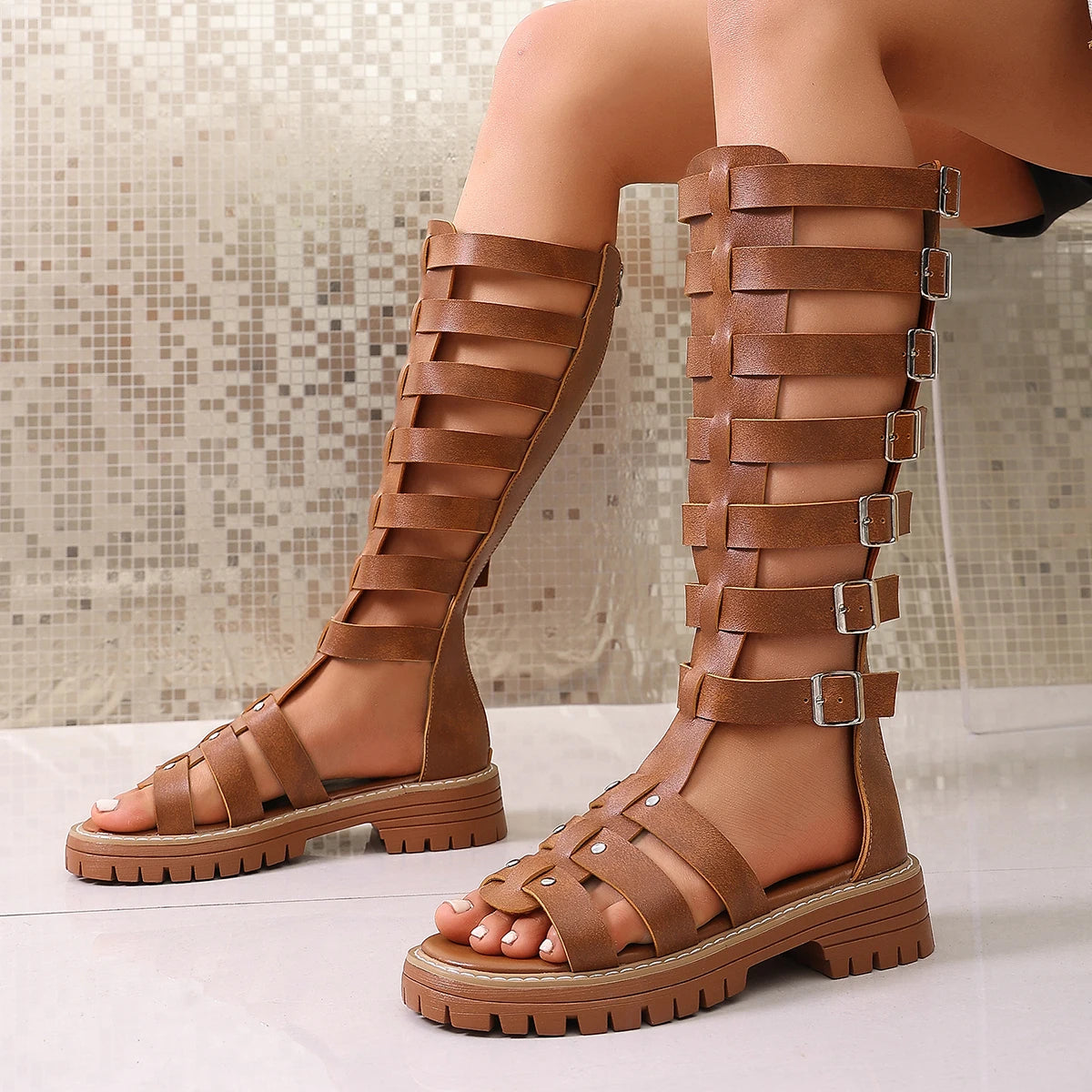 CAVELLE KNEE-HIGH SANDAL