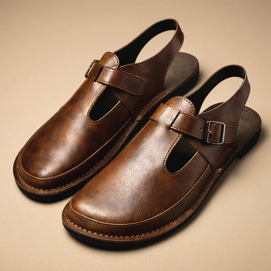 ELMWOOD LEATHER MULE SANDALS