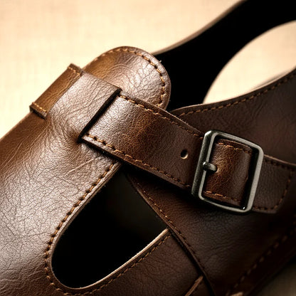 ELMWOOD LEATHER MULE SANDALS