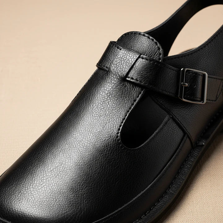 ELMWOOD LEATHER MULE SANDALS