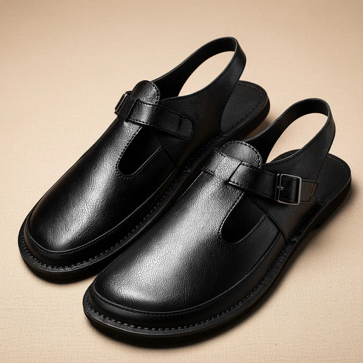 ELMWOOD LEATHER MULE SANDALS